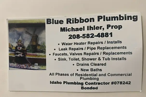 Plumbing Services Sign with Contact Information and List of Repairs
